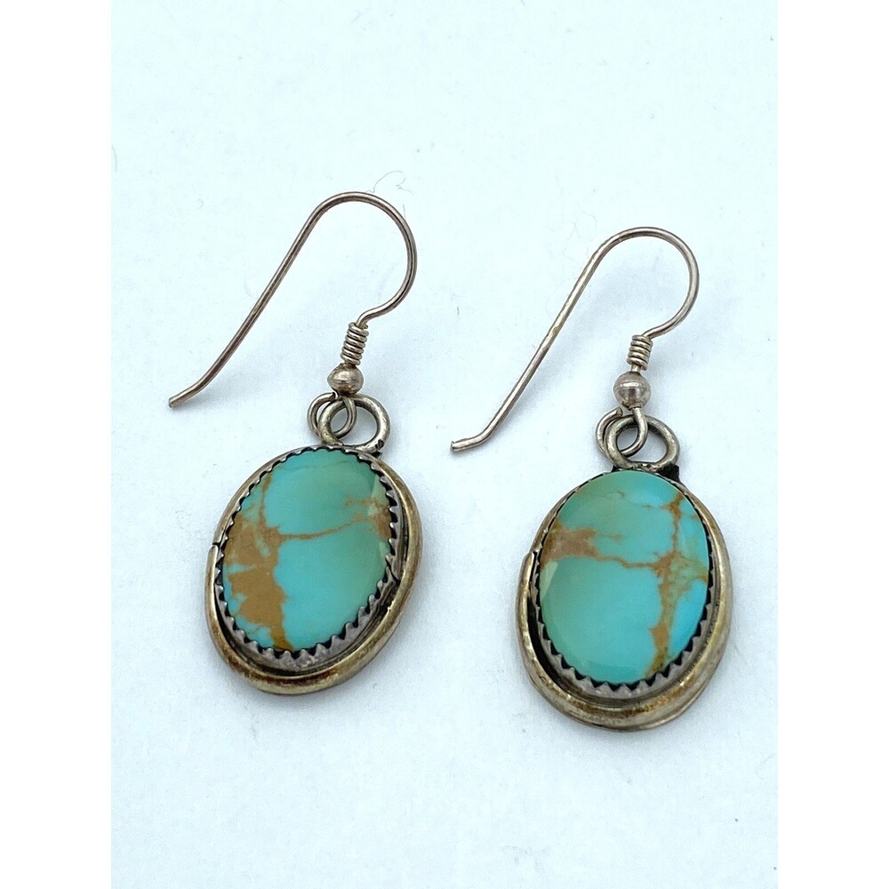 Vintage Golden Matrix Turquoise Sterling Earrings